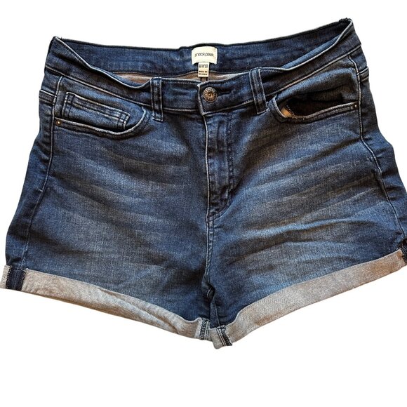 Denim Shorts W30 size 11 Rolled Hem Stretch Medium Wash - Picture 1 of 8